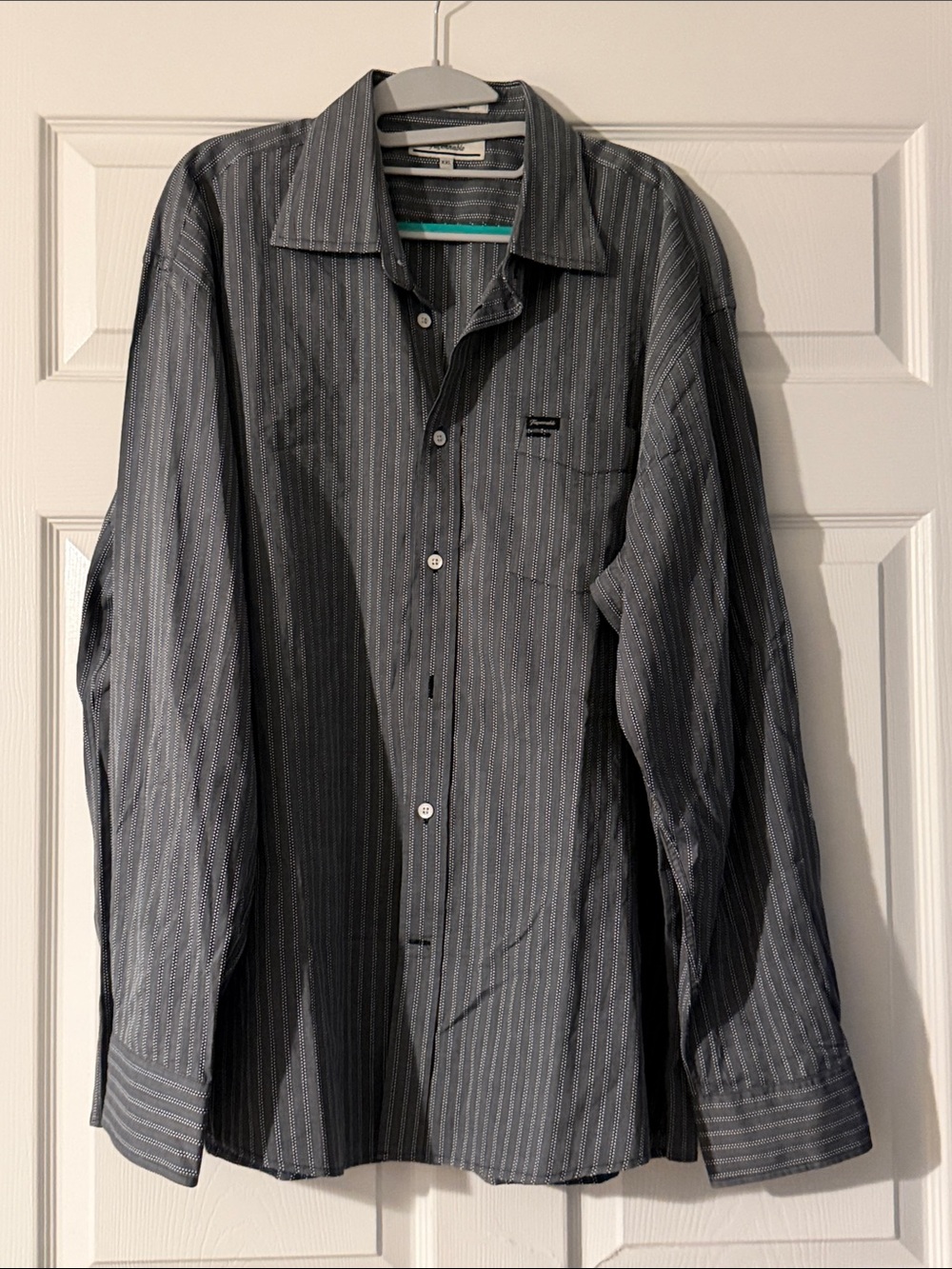 Faconnable Gray Striped Long-Sleeve Button-Down Shirt